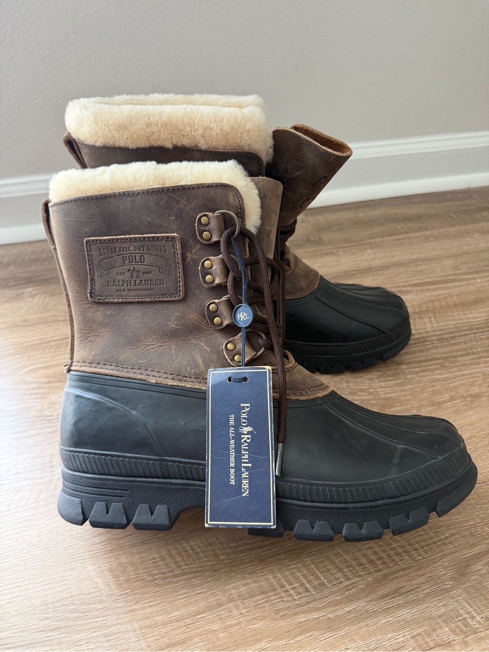 Polo by Ralph Lauren Brown and Black Men’s Shearling-Lined Winter Boots